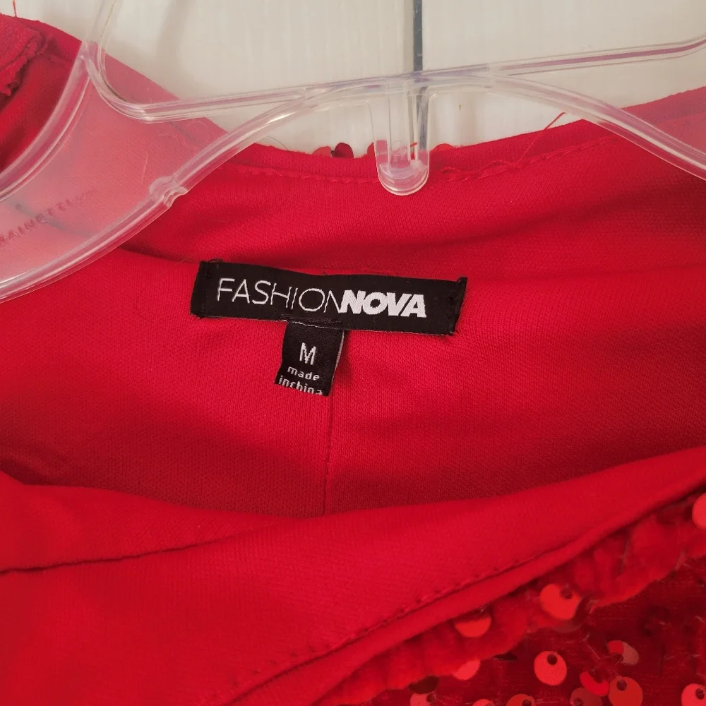 Fashion Nova Sequin Dream Mini Dress Red - Picture 6 of 10